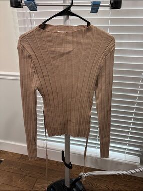 Tan Ribbed Long Sleeve Knit 2pcs set